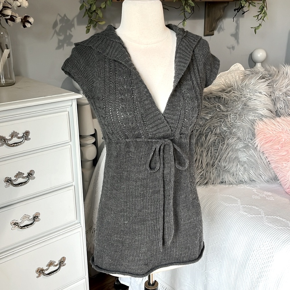 Hooded Sweater Gray Pullover Womens Small Acrylic Womens Small - Picture 7 of 15